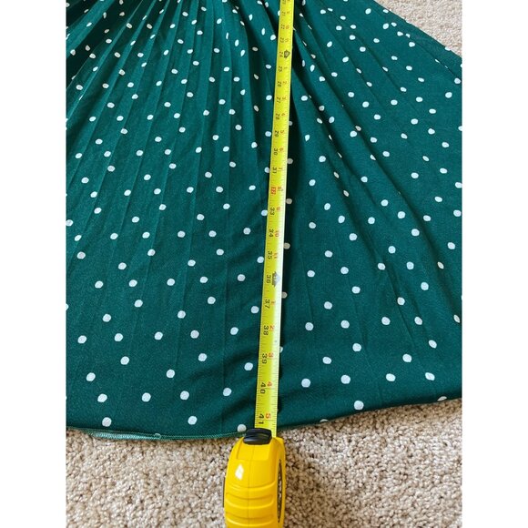Lark + Grey Women's Size Medium Green Polkadot Short Sleeve Dress Flare - Picture 3 of 6